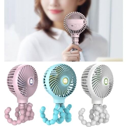 Mini Portable Hanging Octopus Shape Stand Adjustable Handheld USB Charging Fan Cooler for Baby Stroller Student Use