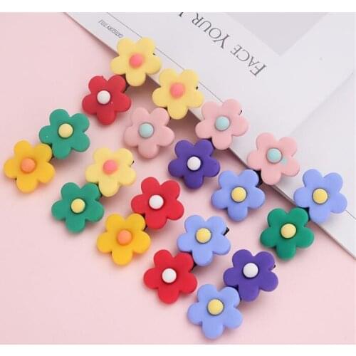 2PCS Fashion Macaron Flower Hair Clip Girls Candy Color Hairpin Resin Hair Clips for Women Barrettes BB Clip Hair Accessories2PC