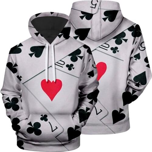 MenS Creative Personality Playing Ard Printing 3D Hooded Fashion Drawstring Jacket Casual Factory Wholesale