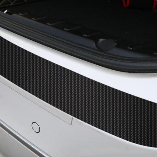 90cm 4D Carbon Fiber Car Rear Bumper Trunk Scuff Protective Decal Sill Guard Edge Anti-Scratch Sticker Trim Strip Cover S0B2