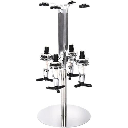 Wall Mounted Stand Rotary 4 Bottle Wine Beer Liquor Drinks Dispenser Home Bar Pourer Rack Wine Juice Shot Dispenser