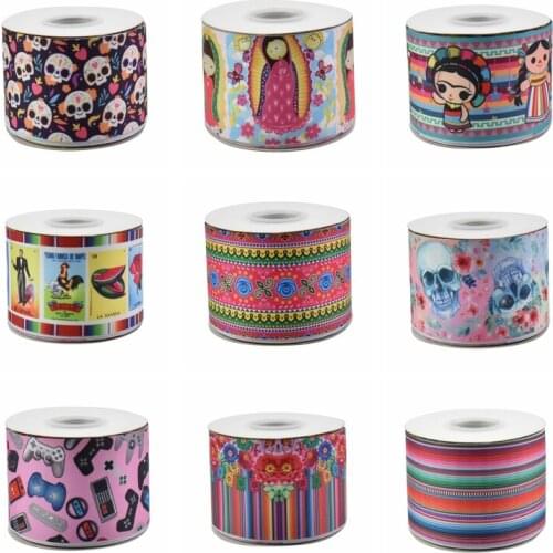 22MM 25MM 38MM 50MM 75mm Printed Pattern on Grosgrain Ribbon for diy ribbon