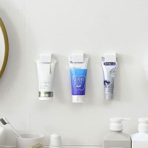 5PCS Self Adhesive Toothpaste Rack Hanging Holder Facial Cleanser Clip Wall Mount Stand Organizer Bathroom Accessories