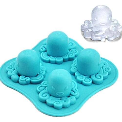 Silicone 4 Grids Octopus Pattern Frozen Ice Cube Trays Jerry DIY Mold Maker Kitchen Dining Bar tool