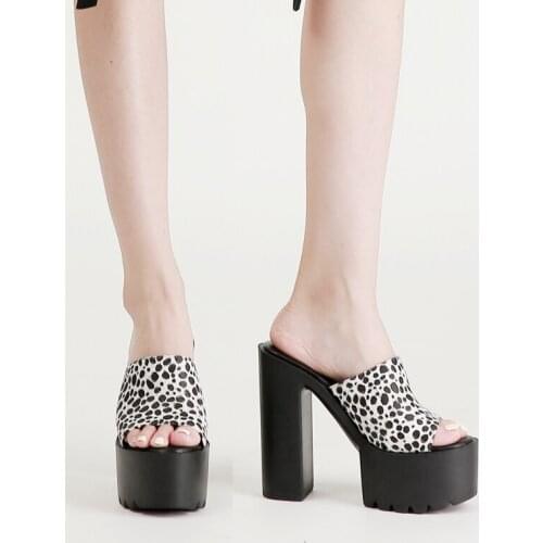 Ladies Thin High Heels Slides Elegant Ladies Shoes Party Slides New platform shoes Women Slippers Summer Sandals Flip Flop