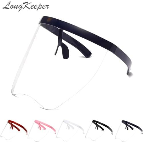 LongKeeper Oversized Shield Visor Sunglasses for Men Women Windproof One Piece Goggles Flat Top Rimless Big Glasses UV400