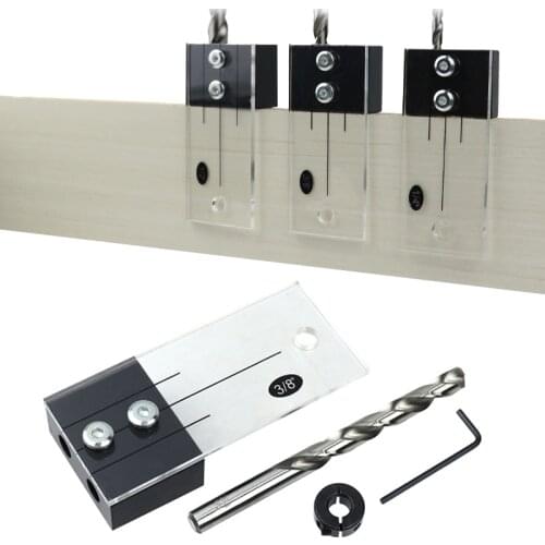 Woodworking Dowel Drilling Jig Kit 1/2'' 3/8'' 1/4'' Pocket Hole Jig Vertical Drill Guide Acrylic Hardened Steel Hole Locator