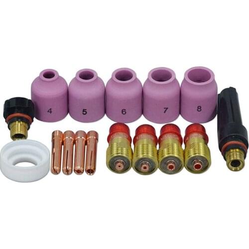 TIG Welding Torches Stubby Gas Lens Collets Alumina Nozzles Back Cap Kit For SR WP 17 18 26 Series 16pcs