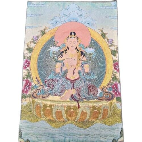 Tibet, Nepal, Thangka portrait, brocade painting, silk religious figure, Guanyin Thangka embroidery mural 10