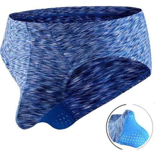 2Pcs Mens Briefs Soft Men Underwear Gay Man Panties Breathable Mesh Scrotum Bag Briefs Sexy Elephant Penis Pocket Underpants