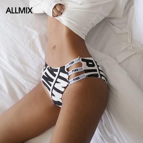 ALLMIX Hot Sexy Women PINK Letter Sports Panties Underwear Seamless Hollow Our Briefs Low Waist Comfort Womens Intimates