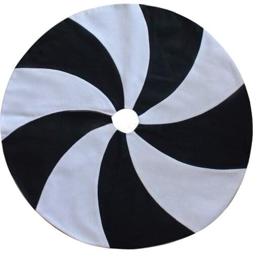 Patchwork Black And White Sector Polar Fleece Lollipop Design Christmas Tree Skirt Xmas Tree Decoration Merry Christmas Supplies