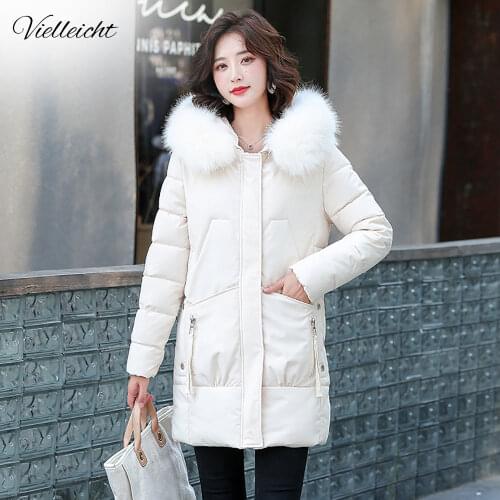 Vielleicht 2021 Winter Clothes Women Parka Jacket Fashion Casual Solid Hooded Thick Warm Cotton Padded Coat Winter Women Outwear