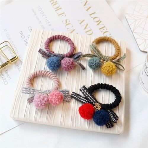 Women Hair Bands Cute Balls Bowknot Pendant Hair Accessories Elastic Korean Headband for Girls Ponytail Holder резинки для волос