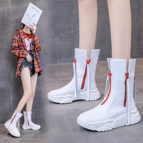 HOT New Winter Thermal Women Boots Fashion Increase Platform Ankle Boots Autumn Ribbon Zipper Botas Mujer Sexy Womens Boots