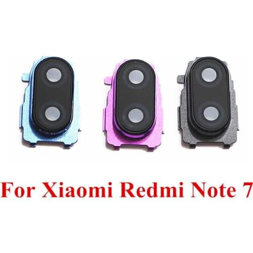1x Back camera glass cover with metal frame holder repair parts for Xiaomi Redmi Note 7