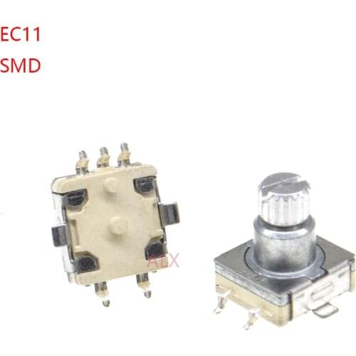 5PCS SMD SMT EC11 Rotary Encoder 30 position switch 30 bit 9MM handle Potentiometer 5pin push button Coding switch