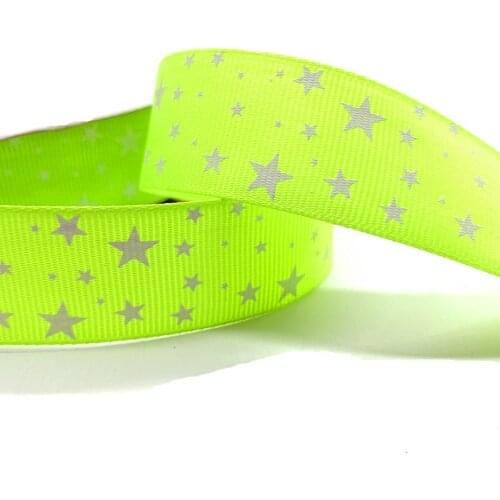 5yards 1" 25MM Grosgrain Ribbon Printed Stars for Christmas Wedding Decoration DIY Sewing Handmand Craft Accessories #09