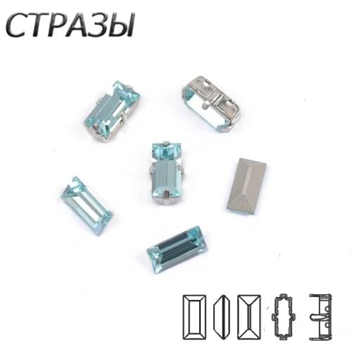 Aquamarine 4501 Baguette Fancy Stone luxury Strass crystal Sew on Rhinestones Jewelry Garment Shoes Bags Gymnastics Decoration