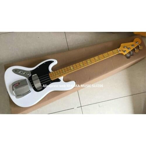 White Bass Guitars 4 Strings Left Handed Electric Bass Maple Fingerboard OEM From China