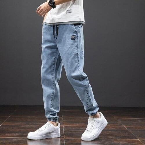 Spring Summer Black Blue Cargo Pants Men Streetwear Denim Jeans Men Jogger Baggy Harem Jean Men Trousers Size 6XL 7XL 8XL
