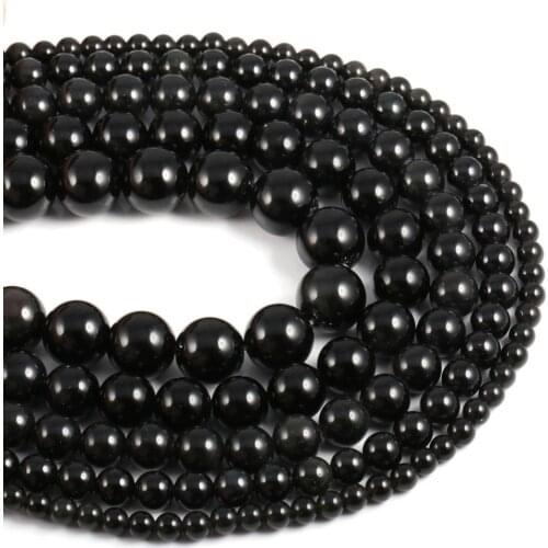 Natural Semi Precious Stone Beads Obsidianes Circular DIY For Making Necklaces Bracelets And Earrings 4/6/8/10/12mm