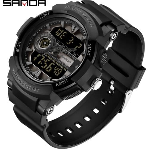 SANDA Military Digital Watches Men Sports Luminous Waterproof Chronograph Male Electronic Wrist Watches Transparent Watch Clock
