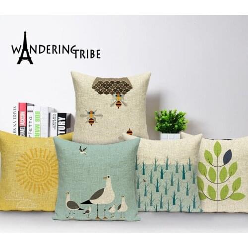 Marine style decoration cushions home decor Custom linen pillow cover cartoon horse pillow case outdoor cushions Dropshipping