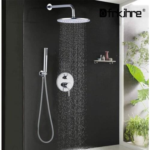 Dfrkjhre Shower Faucet Chrome Wall Mounted Concealed Rainfall Faucet Bathroom Shower Hot Cold Crane Mixer Tap Shower Head System