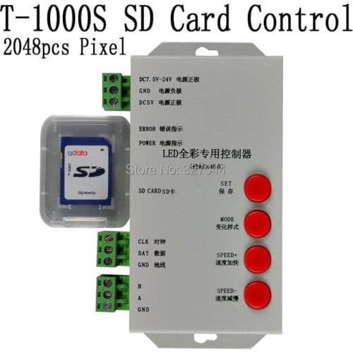 DMX512 original T1000S SD card for WS2801 WS2811 LPD6803 led pixel controller full color 2013 DC5V-24V