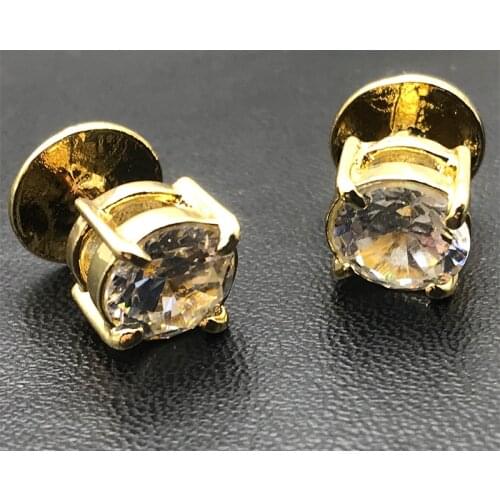 INFITI Luxury High-end Jewelry Men White Enamel Crystal Cufflinks Round Wedding Party Cufflinks French Shirt Cufflinks