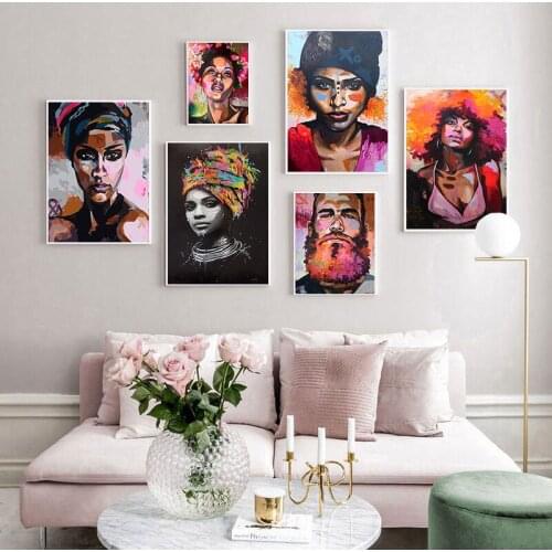 Black White African Woman Cuadros Canvas Painting s and Prints Scandinavian Wall Art Picture for Living Room Decor