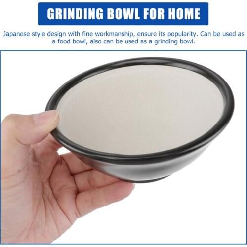 Japanese Style Ceramic Grinding Bowl Kitchen Restaurant Tableware Food Bowl for Home Restaurant Hotel (Black)