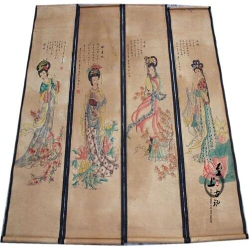 Chinese landscape painting murals of ancient calligraphy and painting calligraphy four Feng Shui Tang Mei map screen