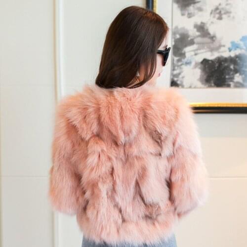 Short Real Fox Fur Coat Women Clothes 2020 Fall Winter Luxury Jacket Korean Fur Coats Pink Womens Clothing KJ1048