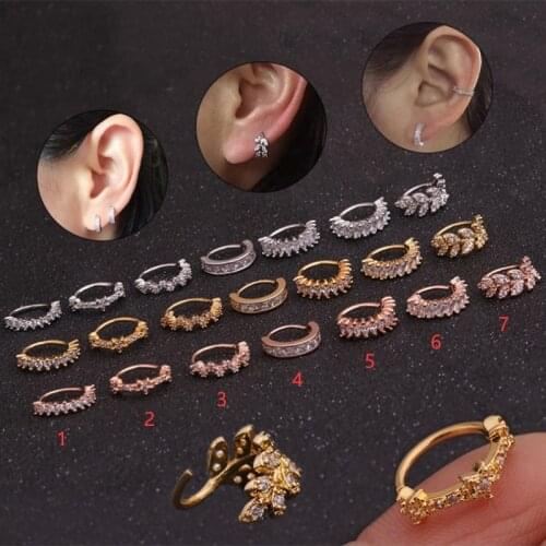 Hot-selling piercing jewelry new copper ear bone nails micro-inlaid zircon nose ring leaf earrings e-commerce exclusive