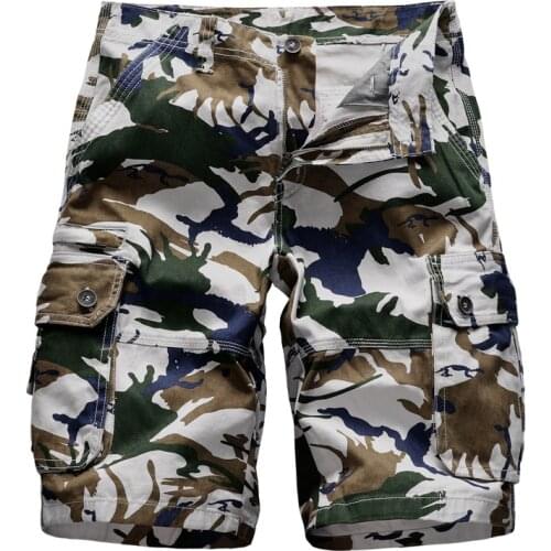 2021 New Camouflage Summer Cargo Short Men Casual Straight Cotton Men Shorts Multi-pockets Beach Short Pantalones Cortos Hombre