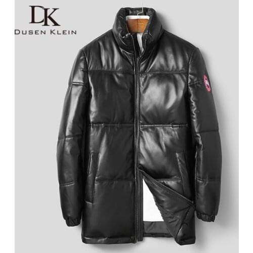 Men Genuine Leather Jackets Leather Down Coats Winter Warm Coat Sheepskin+Duck Down 5XL 523