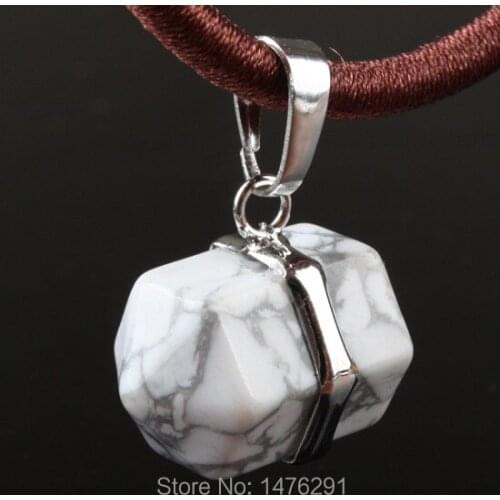 Men women Are suitable Attractive White Howlite Stone Hexagon Faceted Hexagon Biconical Gem Bead Pendant 1 PCS