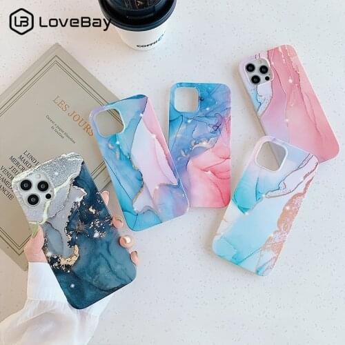 Lovebay Fashion Watercolor Vintage Marble Soft Silicone IMD Matte Phone Case For iPhone 12 11 Pro Max X XR XS 7 8 Plus SE 2020