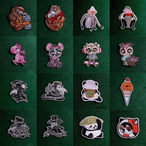 Cartoon Animal Embroidery Patches For Clothing Iron On Patches On Clothes Eagle /Panda Patch DIY For Tiger Badge Patch Applique