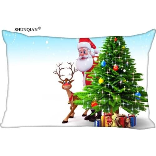 Shuanqian Custom Christmas tree Pillowcase 45x35cm(One Side) Rectangle Zipper Print Throw Pillowcase Cover Home Decorative