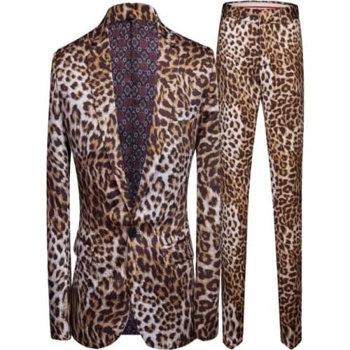New blazers mens printed leopard suit korean slim single western suits chaquetas y americanas casual flower clothing nightclub