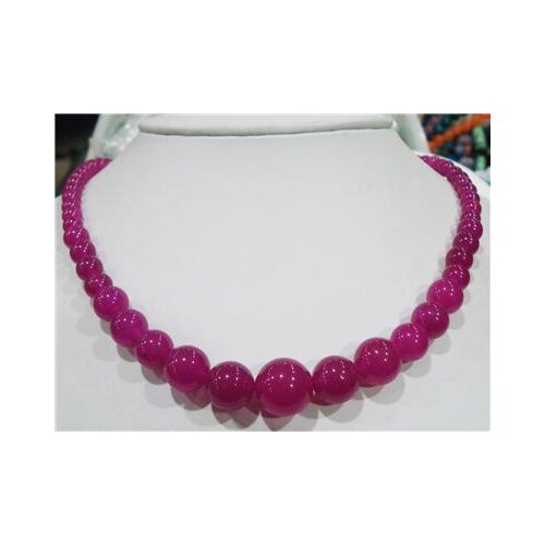 6-14mm Rose jadestone Round Beads Necklace 18"