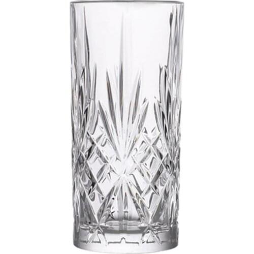 Clear Highball Glasses Diamond Cut Drink Glasses Tumbler Beverage Set