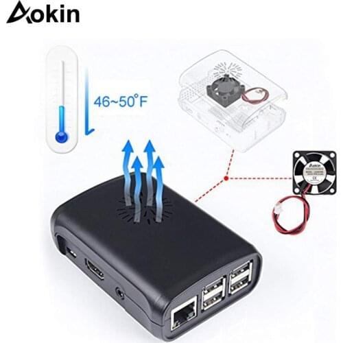 Aokin Transparent Black Protective Case For Raspberry Pi 2/3 Case With Cooling Fan For Raspberry Pi Model B Plus + Closed Cover