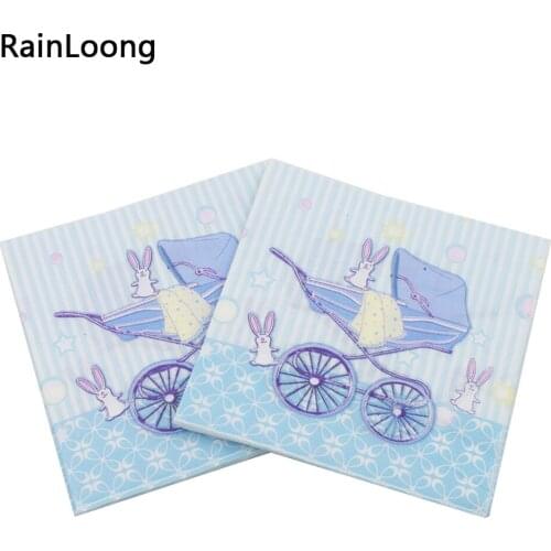 [RainLoong] Baby ShowerPaper Napkins For Boy Gender Reveal Party Tissue Napkins Decoration Serviettes 33*33cm 1 pack