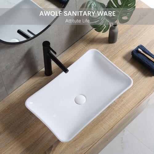 Bathroom Sinks Big Size White Ceramic Vessel Basin Modern Washing Basin Bowl With Drain Soft Hose Toilet Lavatory Sink AM935