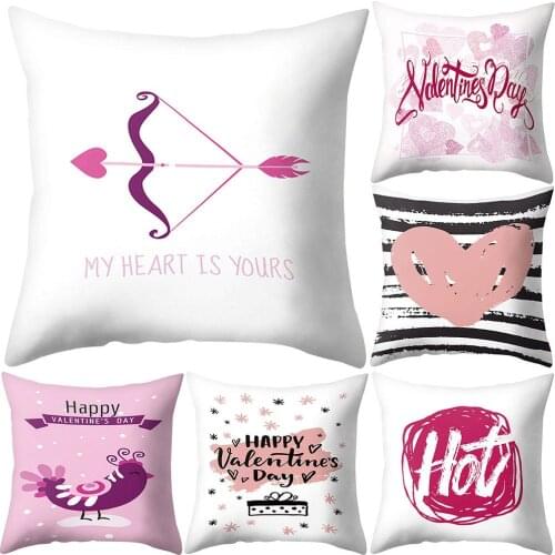 Geometric Cushion Covers Romantic Love Valentines Day Heart Pillow Case For Home Rooms Chair Sofa Decoration Pillowcases