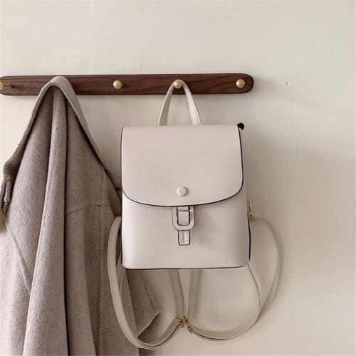 New Small Womens Backpack Simple Design White Backpack for Teenagers Girl School Shoulder Bag Ladies Pu Leather Travel Mochilas